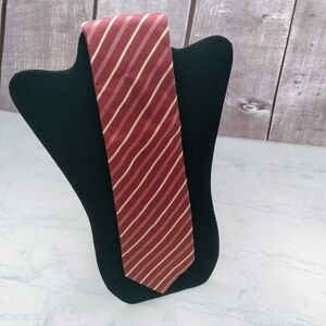 Charles Wain Men's Silk Striped Red and Gold Tie Woven Classic Style TAG Formal